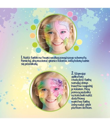 Farbki do twarzy 6 PASTELOWYCH kolorów + aplikator i pędzelek KIDEA