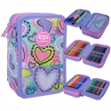 PIÓRNIK POTRÓJNY Z WYPOSAŻENIEM COOLPACK JUMPER 3 PASTEL HEARTS