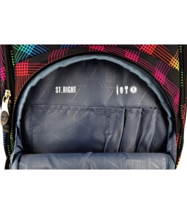 Dwukomorowy plecak szkolny St.Right 26 L, Neon Squares