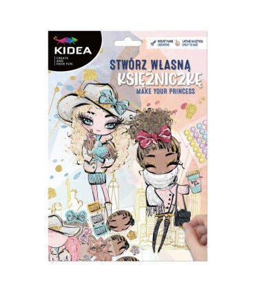 Zestaw kreatywny Stwórz własną księżniczkę 12 postaci + naklejki + diamenciki KIDEA