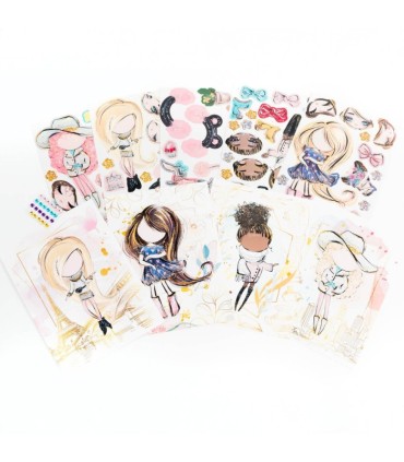 Zestaw kreatywny Stwórz własną księżniczkę 12 postaci + naklejki + diamenciki KIDEA