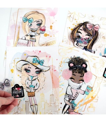 Zestaw kreatywny Stwórz własną księżniczkę 12 postaci + naklejki + diamenciki KIDEA