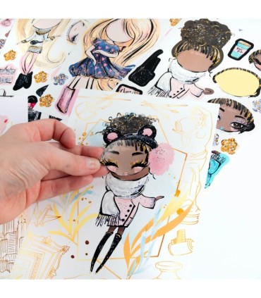 Zestaw kreatywny Stwórz własną księżniczkę 12 postaci + naklejki + diamenciki KIDEA