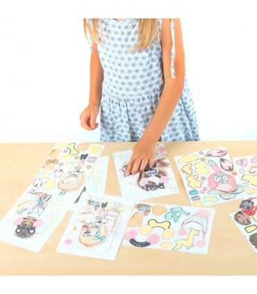 Zestaw kreatywny Stwórz własną księżniczkę 12 postaci + naklejki + diamenciki KIDEA