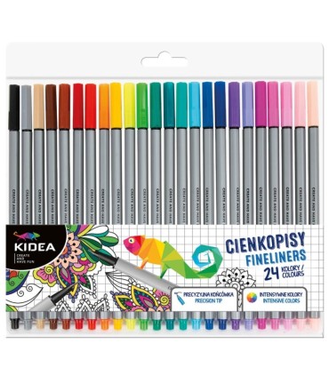 Cienkopisy z precyzyjną końcówką 24 intensywne kolory KIDEA