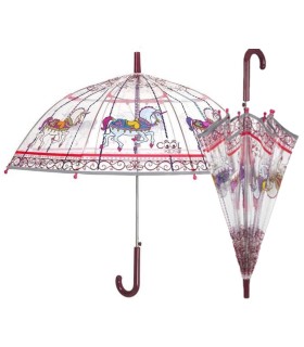 Automatyczna parasolka dziecięca przezroczysta głęboka PERLETTI karuzela koniki