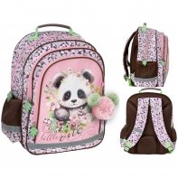 Plecak szkolny dwukomorowy z pomponem Derform CUTE PANDA