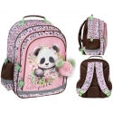 Plecak szkolny dwukomorowy z pomponem Derform CUTE PANDA