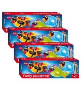4 SZT. X Farby plakatowe St. Majewski seria MONA, 12 kolorów x 20 ml