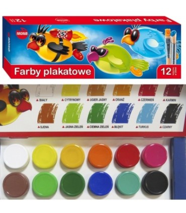 4 SZT. X Farby plakatowe St. Majewski seria MONA, 12 kolorów x 20 ml