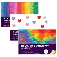 3 SZT. X BLOK RYSUNKOWY KOLOROWY, A4, 10 KARTEK, 80g, INTERDRUK