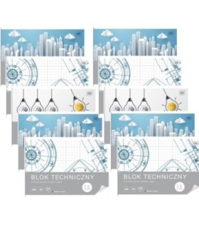 10 SZT. X BLOK TECHNICZNY BIAŁY A4 INTERDRUK 10 ARKUSZY 170G