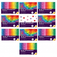 BLOK RYSUNKOWY KOLOROWY, A4, 10 KARTEK, 80g, INTERDRUK