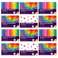 BLOK RYSUNKOWY KOLOROWY, A4, 10 KARTEK, 80g, INTERDRUK