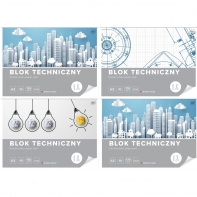 4 SZT. X BLOK TECHNICZNY BIAŁY A3 INTERDRUK 10 ARKUSZY 170g