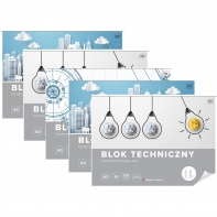 5 SZT. X BLOK TECHNICZNY BIAŁY A3 INTERDRUK 10 ARKUSZY 170g