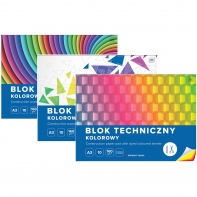 3 SZT. BLOK TECHNICZNY KOLOROWY A3 INTERDRUK 10 ARKUSZY, 160g/m2