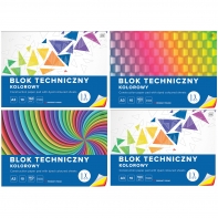 4 SZT. BLOK TECHNICZNY KOLOROWY A3 INTERDRUK 10 ARKUSZY, 160g/m2
