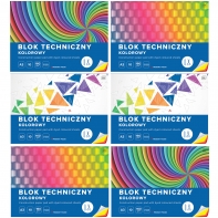 6 SZT. BLOK TECHNICZNY KOLOROWY A3 INTERDRUK 10 ARKUSZY, 160g/m2