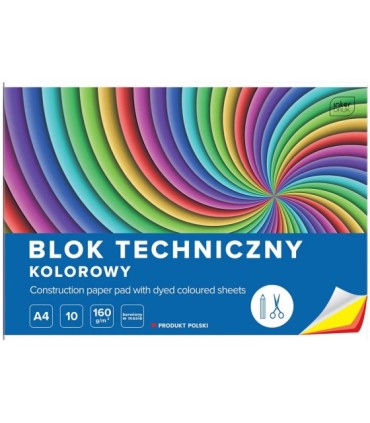 25 szt. x blok techniczny kolorowy A4 INTERDRUK 10 arkuszy, 160g/m2