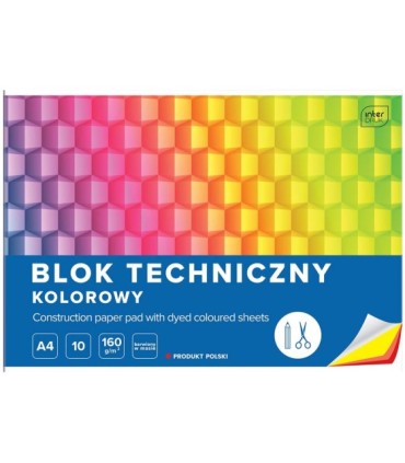 25 szt. x blok techniczny kolorowy A4 INTERDRUK 10 arkuszy, 160g/m2