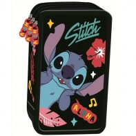 POTRÓJNY PIÓRNIK Z WYPOSAŻENIEM ST.MAJEWSKI STITCH BLACK ALOHA