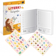 LITERKI KALIGRAFIA format A4 nauka pisania + kolorowanka + naklejki INERDRUK