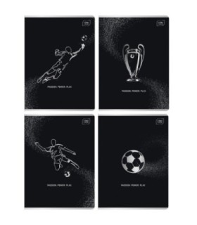 4X ZESZYT A5, 60 KARTEK, KRATKA, METALIC FOOTBALL BLACK, CHŁOPIĘCE,  INTERDRUK