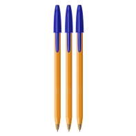 3 SZT DŁUGOPIS BIUROWY ZE SKUWKĄ BIC ORANGE ORIGINAL FINE 0,8 MM, NIEBIESKI