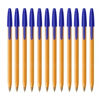 12 SZT x DŁUGOPIS BIUROWY ZE SKUWKĄ BIC ORANGE ORIGINAL FINE 0,8 MM, NIEBIESKI