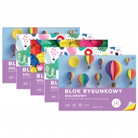 BLOK RYSUNKOWY KOLOROWY 20 KARTEK 10 KOLORÓW A3 80g Interdruk
