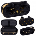 Usztywniany piórnik saszetka ASTRABAG FLUFFY KITTY BLACK kot z pluszu
