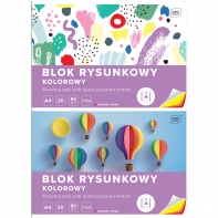 BLOK RYSUNKOWY KOLOROWY 20 KARTEK 10 KOLORÓW A4 80g Interdruk