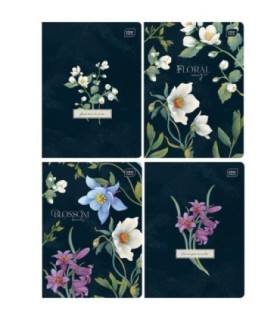 4 X ZESZYT A5, 60 KARTEK, KRATKA, DLA DZIEWCZYNY W KWIATY, INTERDRUK