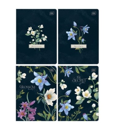 4 X ZESZYT A5, 60 KARTEK, LINIA Z MARGINESEM, DLA DZIEWCZYNY W KWIATY, INTERDRUK