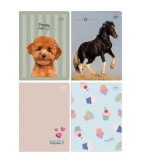 4x zeszyt A5, 32 kartki, kolorowa trzylinia, motywy dziewczęce