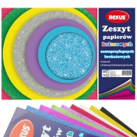 Wycinanka zeszyt A4 papierów kolorowych samoprzylepnych 8 kart BROKATOWYCH REXUS BENIAMIN