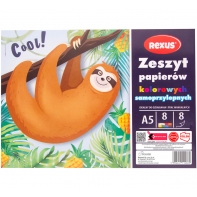 Wycinanka zeszyt A5 papierów kolorowych samoprzylepnych 8 kart REXUS BENIAMIN