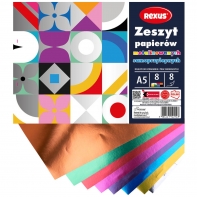 Wycinanka zeszyt A5 papierów kolorowych samoprzylepnych 8 kart METALIZOWANYCH REXUS BENIAMIN