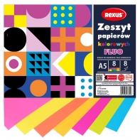 Wycinanka zeszyt A5 papierów kolorowych FLUO 8 kart REXUS BENIAMIN