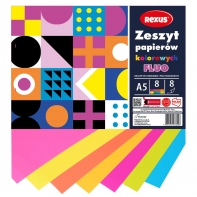 Wycinanka zeszyt A4 papierów kolorowych kredowanych FLUO 8 kart REXUS BENIAMIN