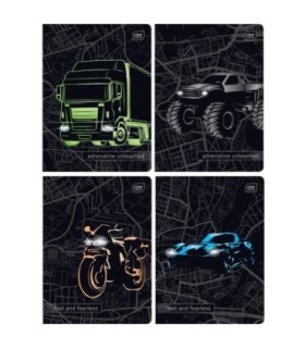 4X ZESZYT A5, 32 KARTKI, KRATKA, DLA CHŁOPCA, SUPER VEHICLES, INTERDRUK