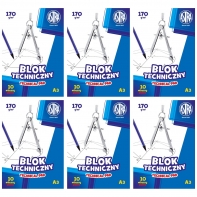6x Blok techniczny biały A3 ASTRA 10 arkuszy 170g