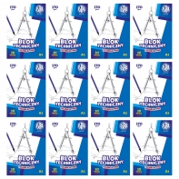 12x Blok techniczny biały A3 ASTRA 10 arkuszy 170g