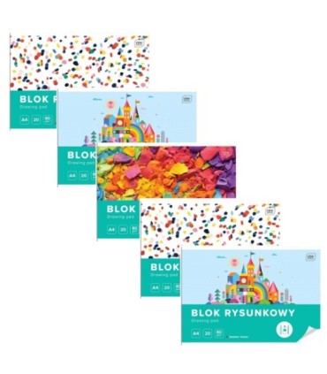 5 SZT. x BLOK RYSUNKOWY INTERDRUK A4 20 kartek, 80g