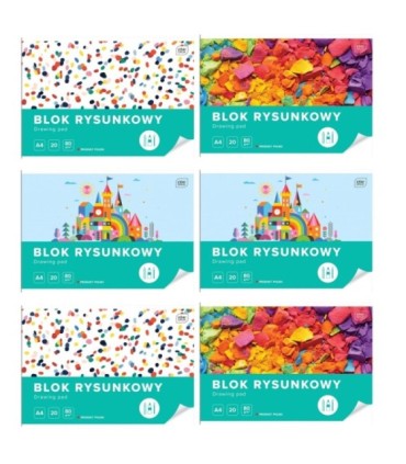 6 SZT. x BLOK RYSUNKOWY INTERDRUK A4 20 kartek, 80g