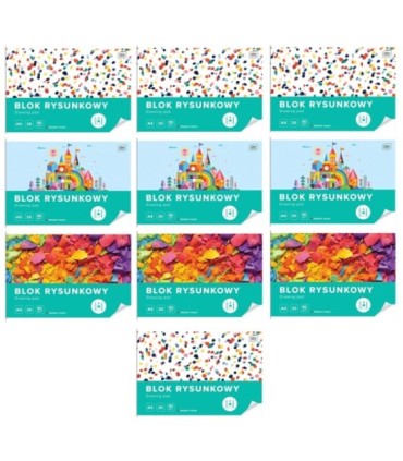 10 SZT. x BLOK RYSUNKOWY INTERDRUK A4 20 kartek, 80g