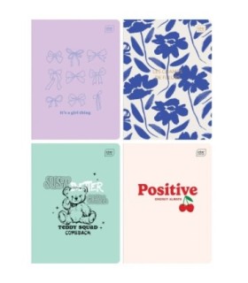 4X ZESZYT A5 DLA DZIEWCZYNKI, 60 KARTEK, KRATKA Z MARGINESEM, INTERDRUK