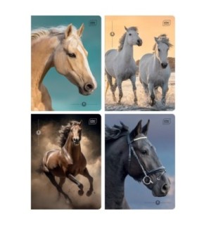 4X ZESZYT A5, 16 KARTEK, KRATKA, KONIE / HORSES, ŚCIĄGI,  INTERDRUK