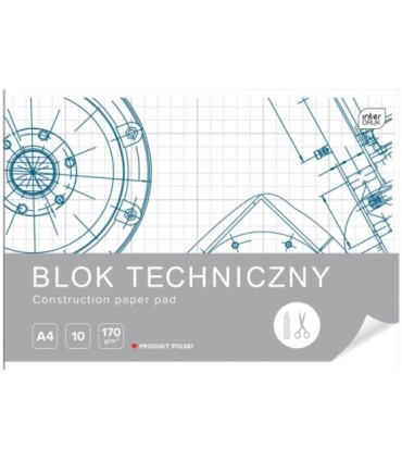 4 SZT. X BLOK TECHNICZNY BIAŁY A4 INTERDRUK 10 ARKUSZY 170G